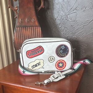 Coach x Marvel Jes Crossbody in Signature Canvas with Patches EUC
